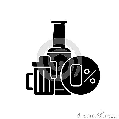 Non alcoholic beer black glyph icon Vector Illustration