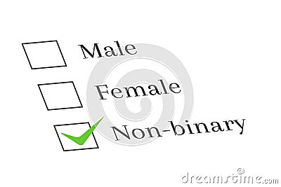 Non-binary concept with survey and check mark next to it Vector Illustration