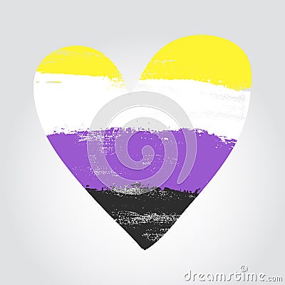 Non-binary pride flag in a form of heart Vector Illustration