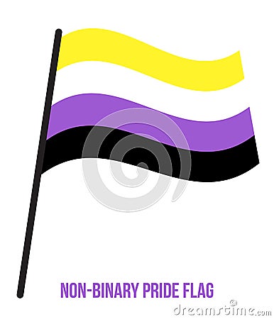 Non-Binary Pride Flag Waving Vector Illustration Designed with Correct Color Scheme. Vector Illustration
