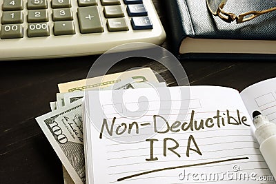 Non-deductible IRA sign. Retirement plan. Stock Photo