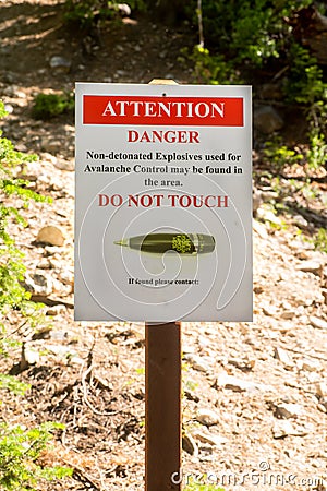 Non-detonated Explosives Sign Stock Photo