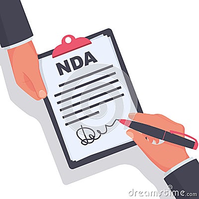 Non disclosure Agreement document with signature Vector Illustration