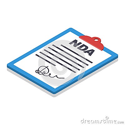 Non Disclosure Agreement document with signature and stamp. Vector Illustration