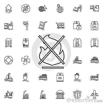 Non-flammable sign icon. Universal set of cargo logistic for website design and development, app development Stock Photo