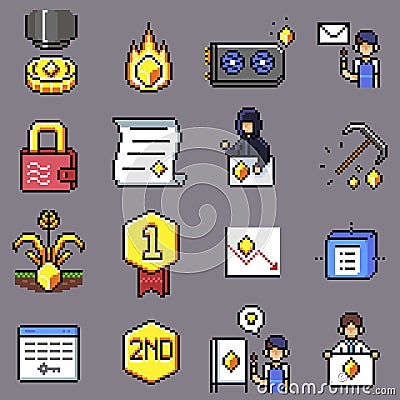 Non fungible token pixel icon Vector Illustration