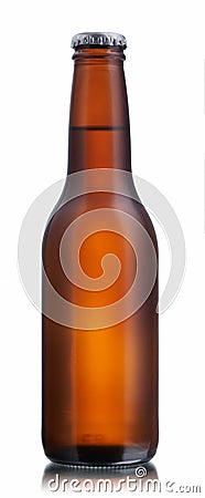 Non-glossy brown beer bottle Stock Photo