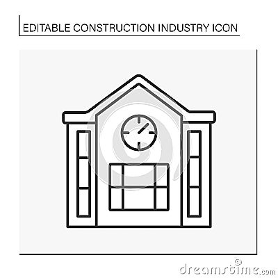 Non-residential building line icon Vector Illustration