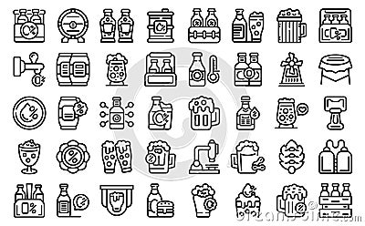 Nonalcoholic beer icons set outline vector. Can bottle Vector Illustration