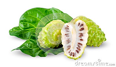 Noni fruit isolated on white clipping path Stock Photo
