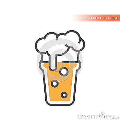 Nonic pint beer with foam and bubbles icon Vector Illustration
