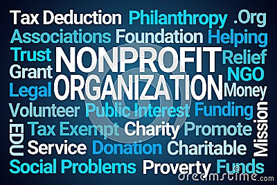 Nonprofit Organization Word Cloud Stock Photo