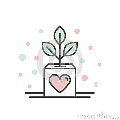 Nonprofit Organizations and Donation Centre. Business Growth, Fundraising Symbols, Crowdfunding Project Label, Charity Logo Vector Illustration