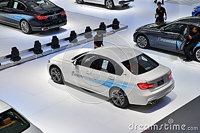 BMW 330e M Sport in Bangkok International Thailand Motor Show 2017 Editorial Stock Photo