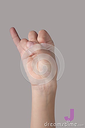 Nonverbal alphabet. Letter J on grey background Stock Photo