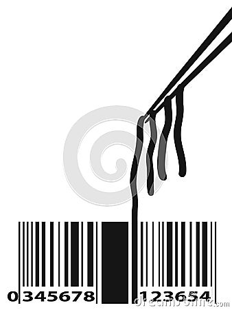 Noodle Barcode With Chopstick Vector Illustration