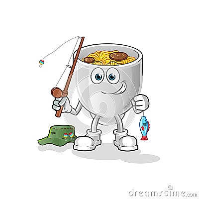 Noodle bowl fisherman illustration. character vector Vector Illustration