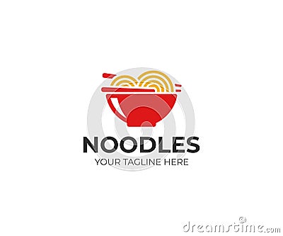 Noodle bowl logo template. Chinese food vector design Vector Illustration