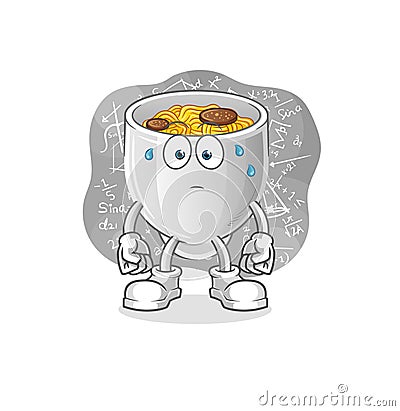 Noodle bowl thinking hard vector. cartoon character Vector Illustration