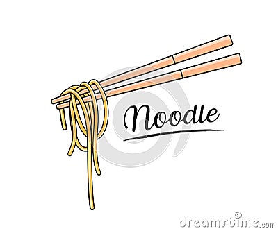 Noodle and chopstick vector, isolated on white background Vector Illustration