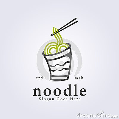 noodle cup logo vector illustration design, spicy noodle cup icon template design Cartoon Illustration