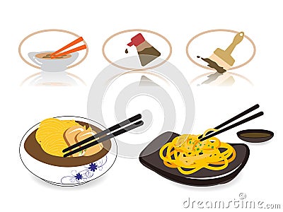 Noodle Icon Set Vector Illustration