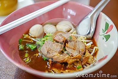 Noodle pock in a cup on the table Stock Photo