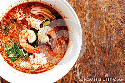 Noodle seafood soup. Stock Photo