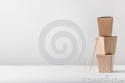 Noodles box on white surface Stock Photo