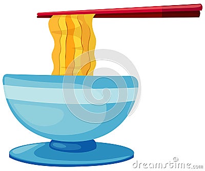 Noodles food with chopsticks Vector Illustration