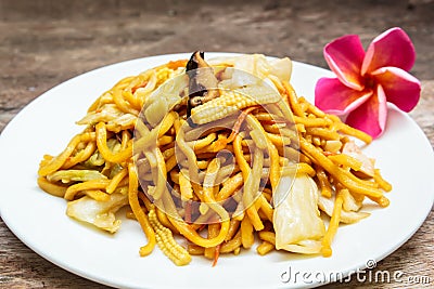 Noodles Japanese Yakisoba, vegetarian food. Stock Photo