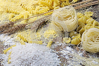 Noodles, pasta and rice Stock Photo