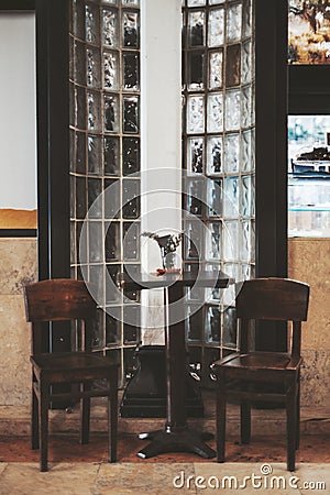 Nook in an old cafe indoors Stock Photo