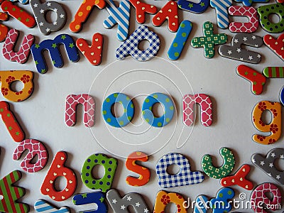 Noon banner with colorful letters Stock Photo