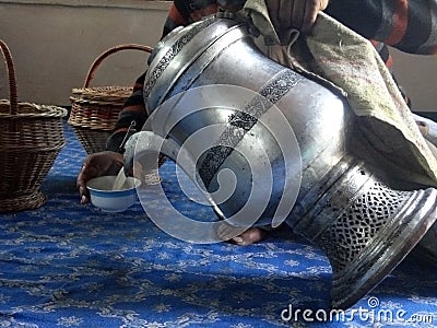 Noon Chai (Salty Tea), Srinagar, Kashmir, India. Stock Photo