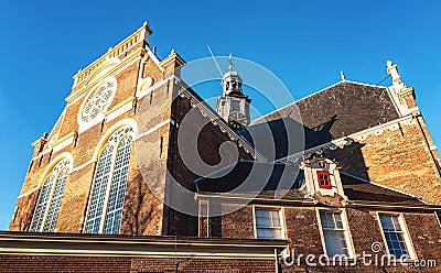 Noorderkerk church, a cross-shaped protestant church located on Noordermarkt Square and along Prinsengracht canal Stock Photo