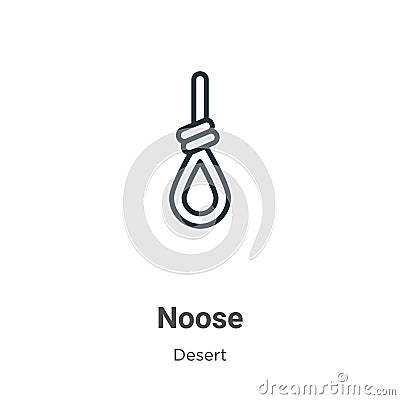 Noose outline vector icon. Thin line black noose icon, flat vector simple element illustration from editable desert concept Vector Illustration