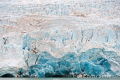 NordenskiÃ¶ldbreen glacier in summer near Pyramiden on the coast of Billefjord at Svalbard. Stock Photo