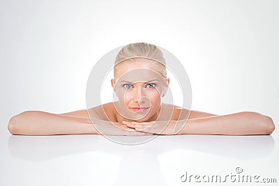 Nordic beauty endorsed on her hands Stock Photo