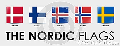 The Nordic countries flag. Set of square flags designed Vector Illustration