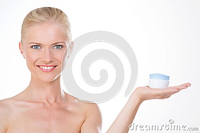 Nordic girl with anti age cream Stock Photo