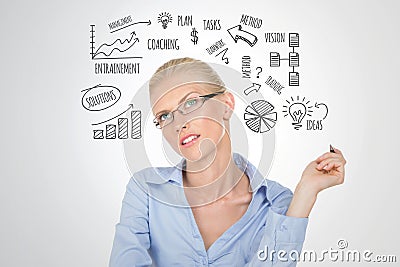 Nordic girl thinking about business Stock Photo