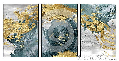 Nordic golden and gray canvas marble background. abstract art, and functional art, like watercolor geode painting. Stock Photo