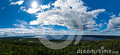 Nordic Landscape Panorama, Dalarna Sweden Stock Photo