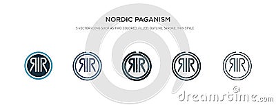 Nordic paganism icon in different style vector illustration. two colored and black nordic paganism vector icons designed in filled Vector Illustration