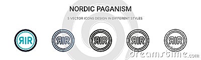 Nordic paganism icon in filled, thin line, outline and stroke style. Vector illustration of two colored and black nordic paganism Vector Illustration