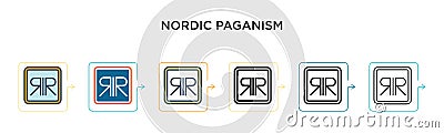 Nordic paganism vector icon in 6 different modern styles. Black, two colored nordic paganism icons designed in filled, outline, Vector Illustration