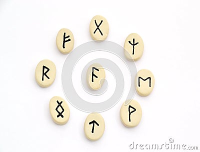 Nordic runes - circle shape Stock Photo