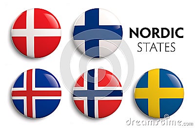 Nordic Scandinavian Flags Stock Photo
