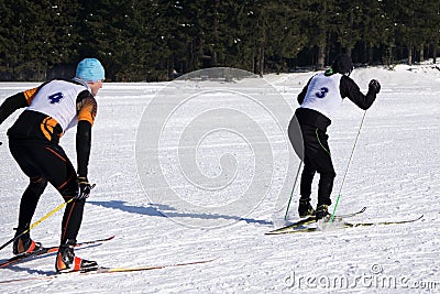 Nordic skiing, winter holidays in Alps, cross country skier in mountains Editorial Stock Photo